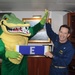 Peleliu mascot presents Capt. Deehr 'Battle E'