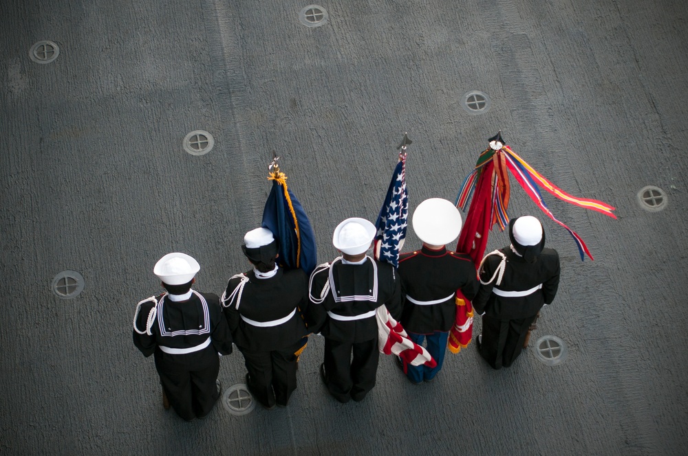 Burial at sea aboard USS Kearsarge