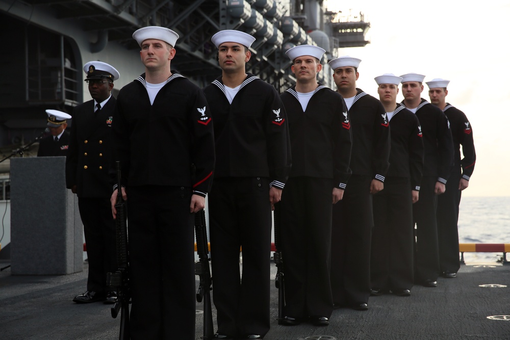 Burial at sea aboard USS Kearsarge