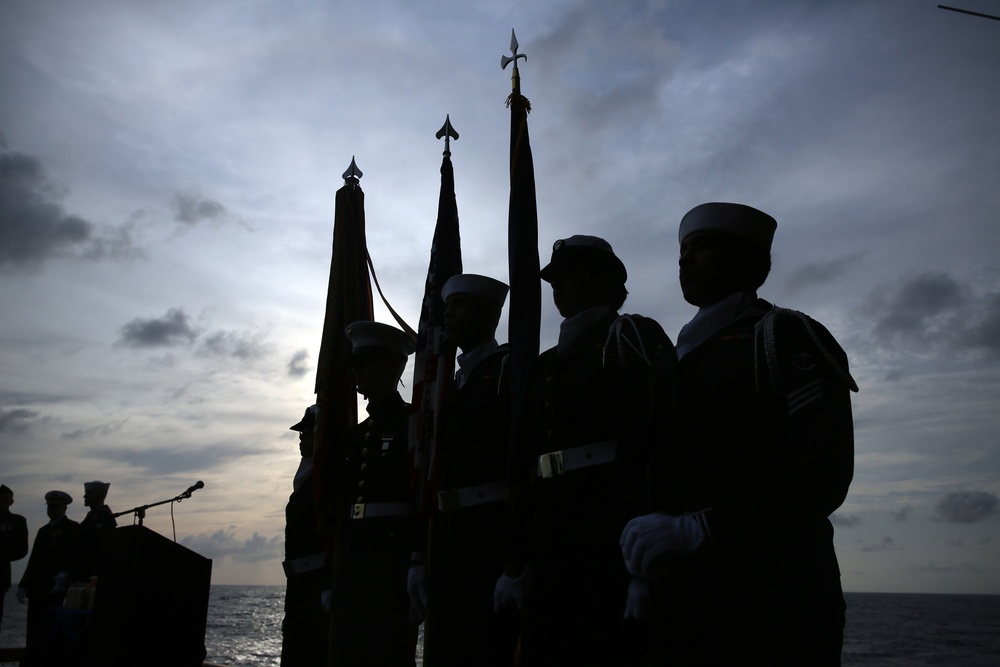 Burial at sea aboard USS Kearsarge