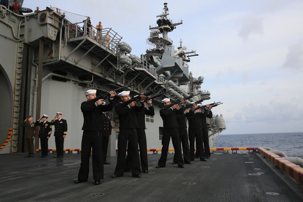 Burial at sea aboard USS Kearsarge