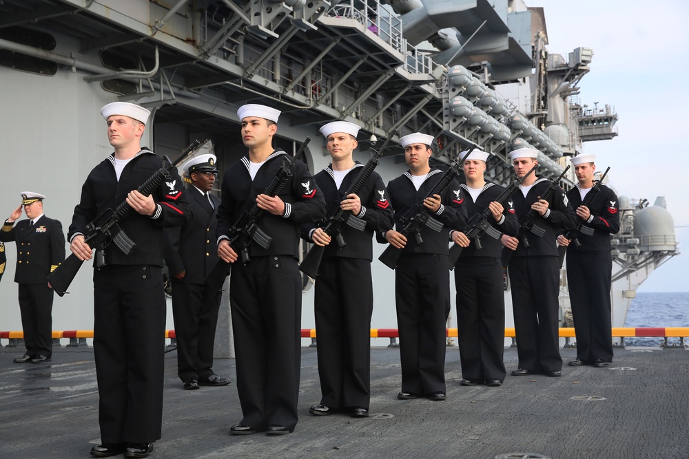 Burial at sea aboard USS Kearsarge