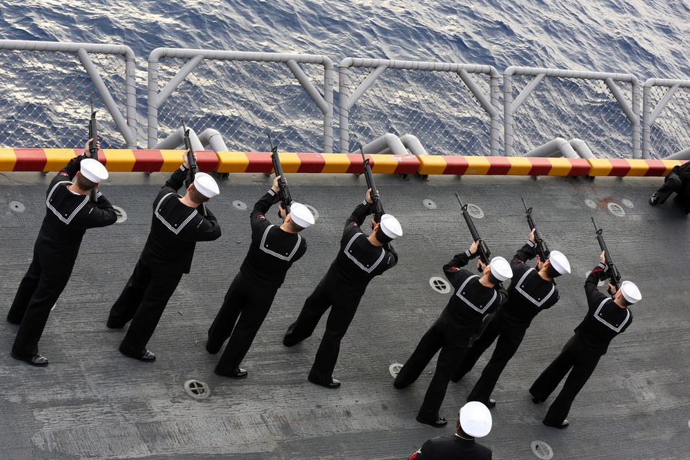 Burial at sea aboard USS Kearsarge