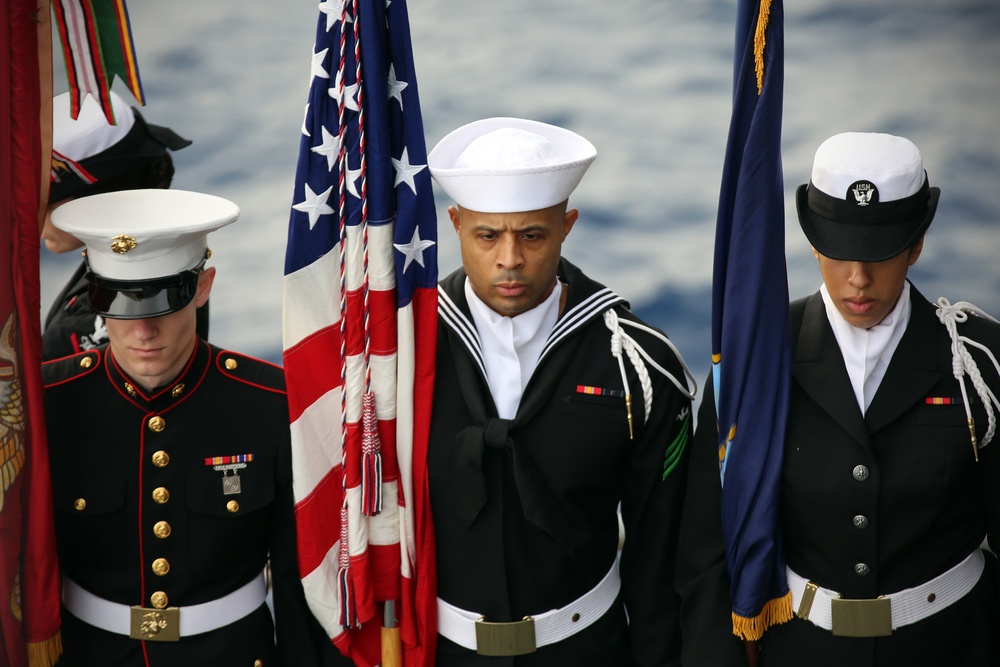 Burial at sea aboard USS Kearsarge