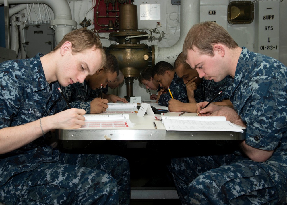 Sailors take advancement exam