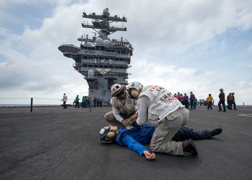 USS Dwight D. Eisenhower sailors drill