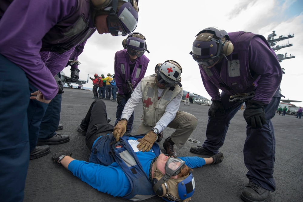 USS Dwight D. Eisenhower sailors drill