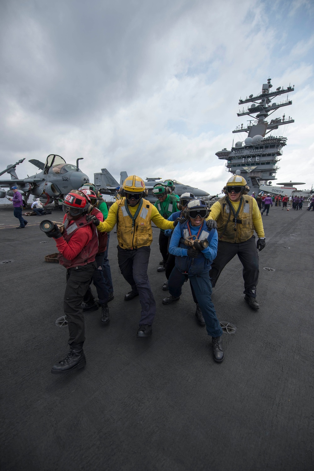 USS Dwight D. Eisenhower sailors drill