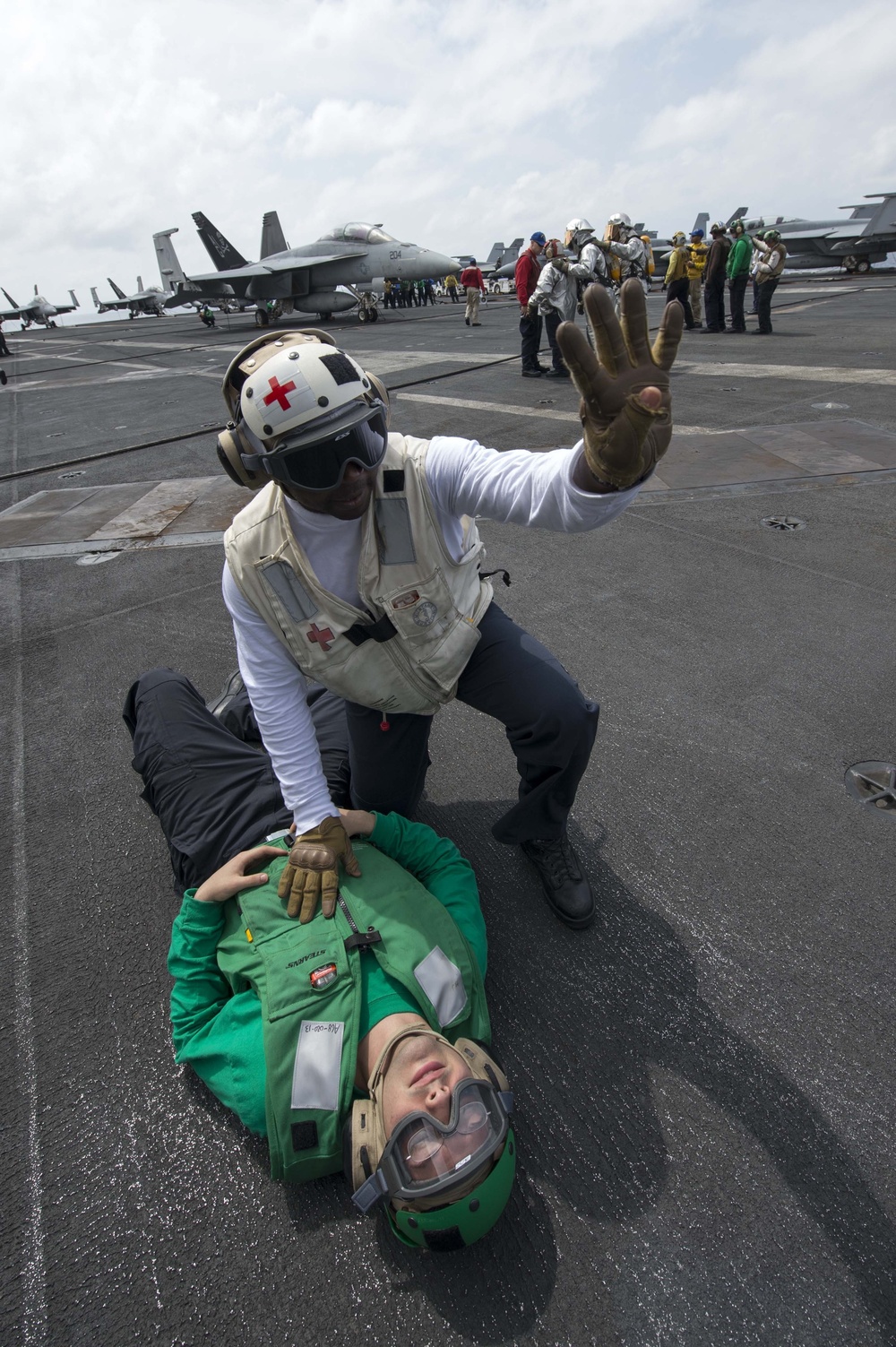 USS Dwight D. Eisenhower sailors drill