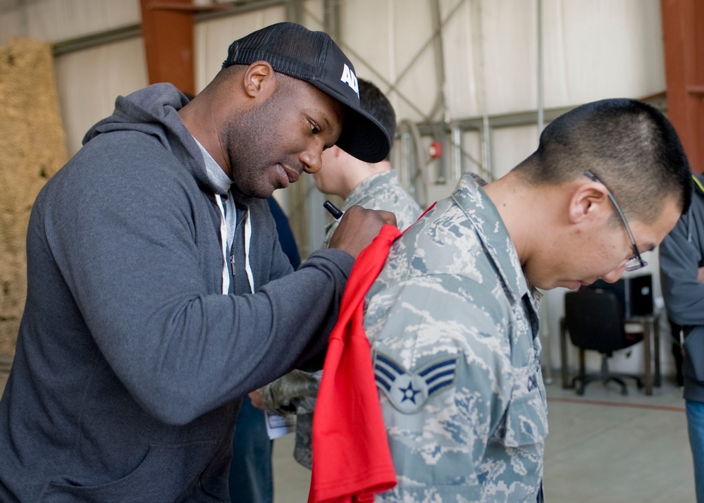 NFL players visit service members at TCM