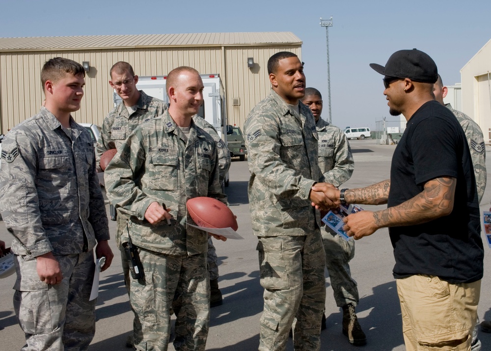 NFL players visit service members at TCM