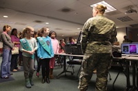 Girl Scouts visit 55th Signal Company (COMCAM)