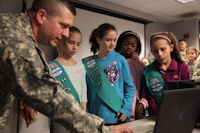 Girl Scouts visit 55th Signal Company (COMCAM)
