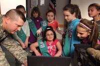 Girl Scouts visit 55th Signal Company (COMCAM)