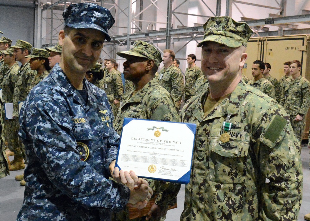 Carrier XO recognizes corpsman’s heroism