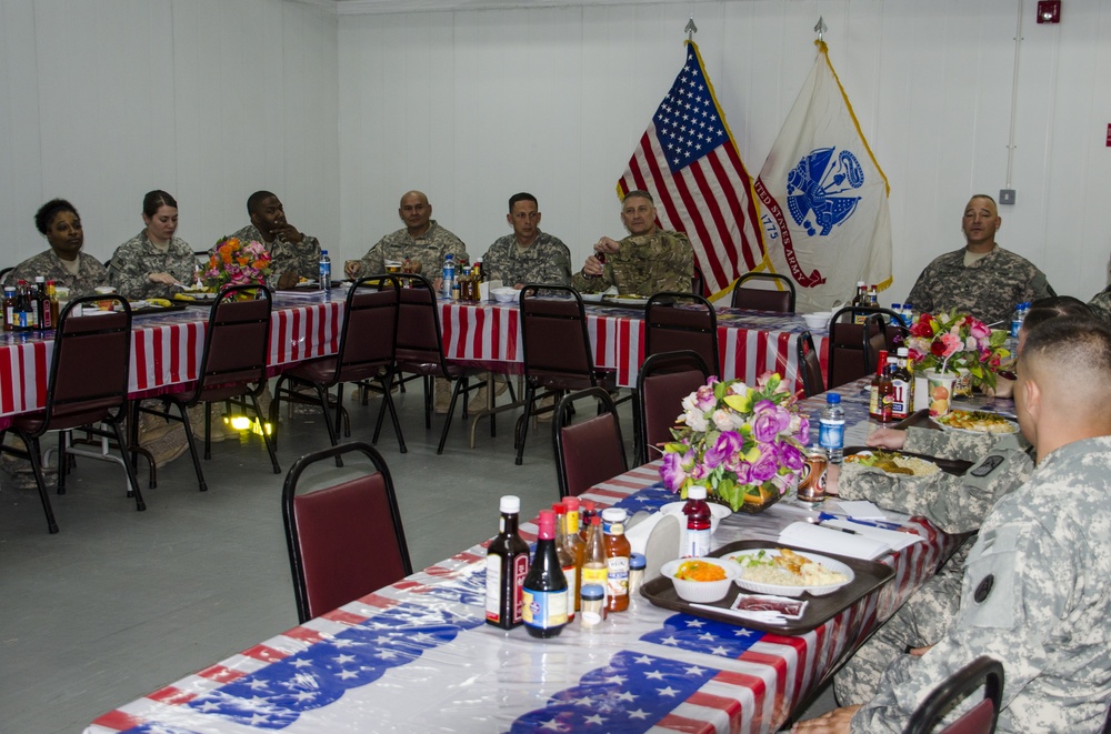 Sgt. Maj. of the Army Chandler visits with deployed soldiers