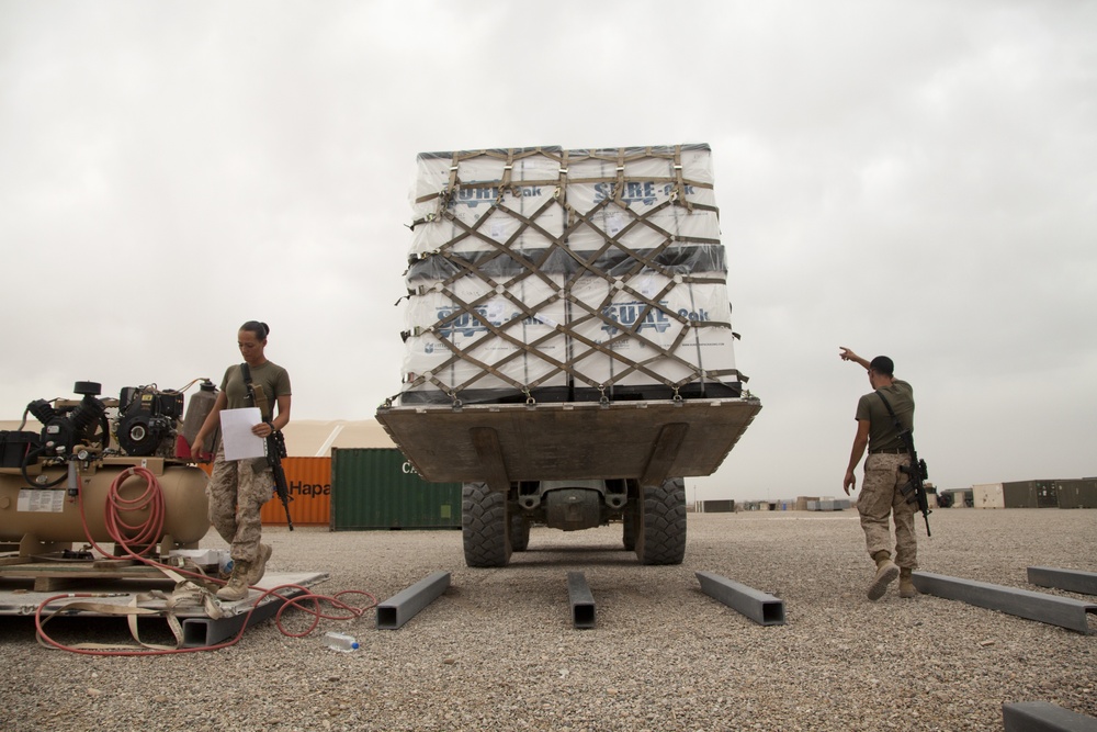 U.S. Marines retrograde equipment out of Helmand province