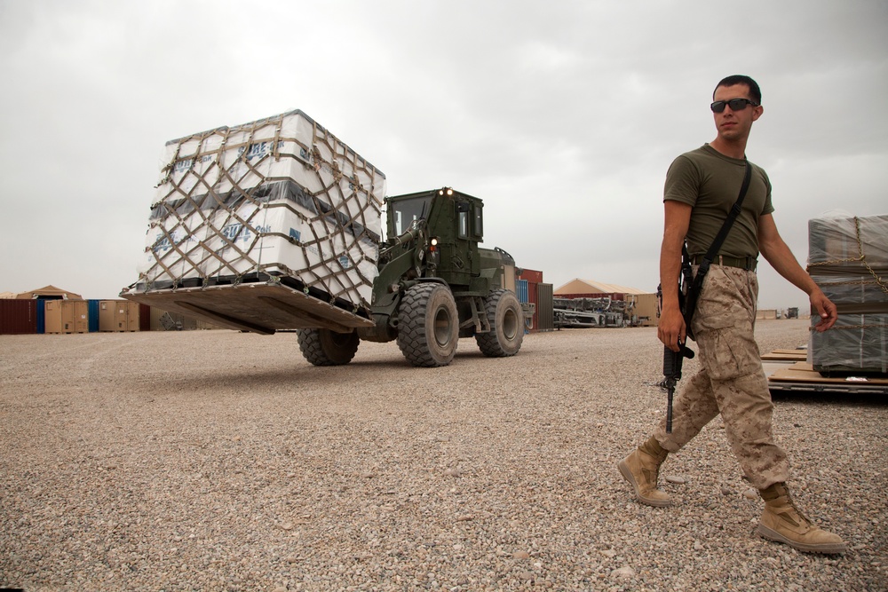 U.S. Marines retrograde equipment out of Helmand province
