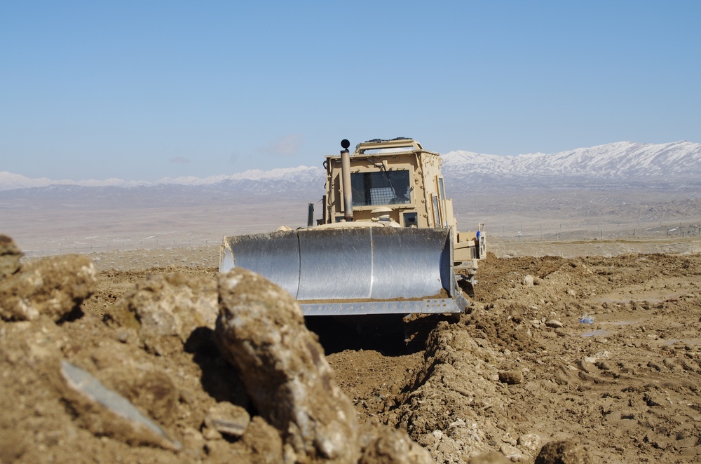 864th Engineer Battalion moving earth for deconstruction operations in Afghanistan