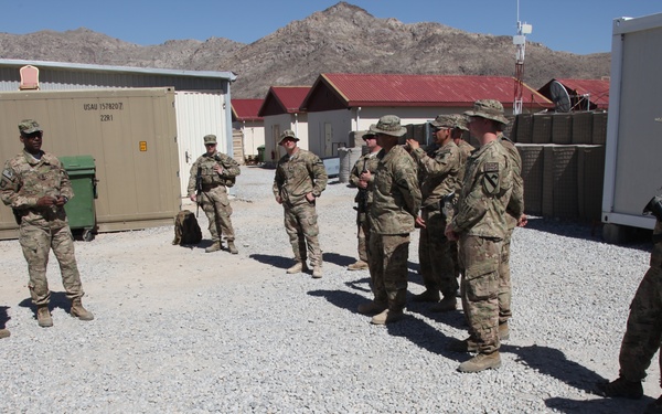 Command Sgt. Maj. Alonzo Smith visits FOB Naghlu High