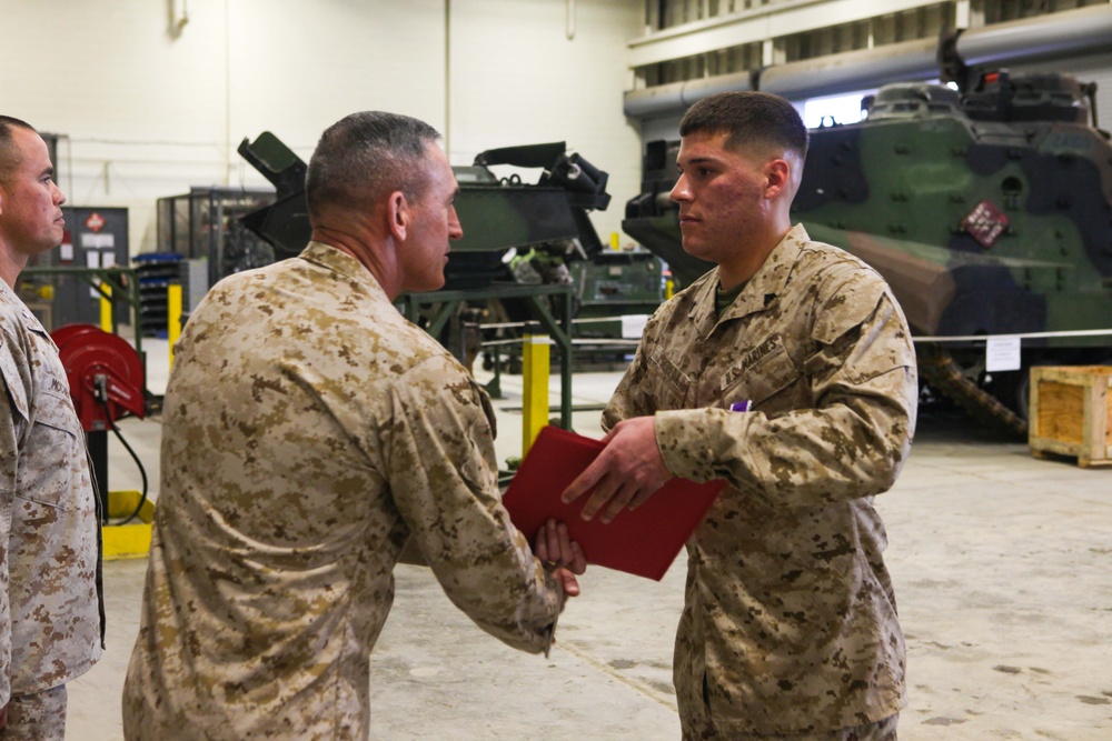 2nd AA Battalion Marine receives Purple Heart Award