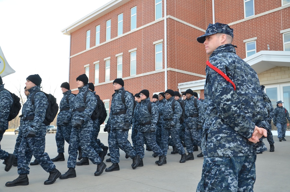 Red aiguillette with Type 1 Navy uniform