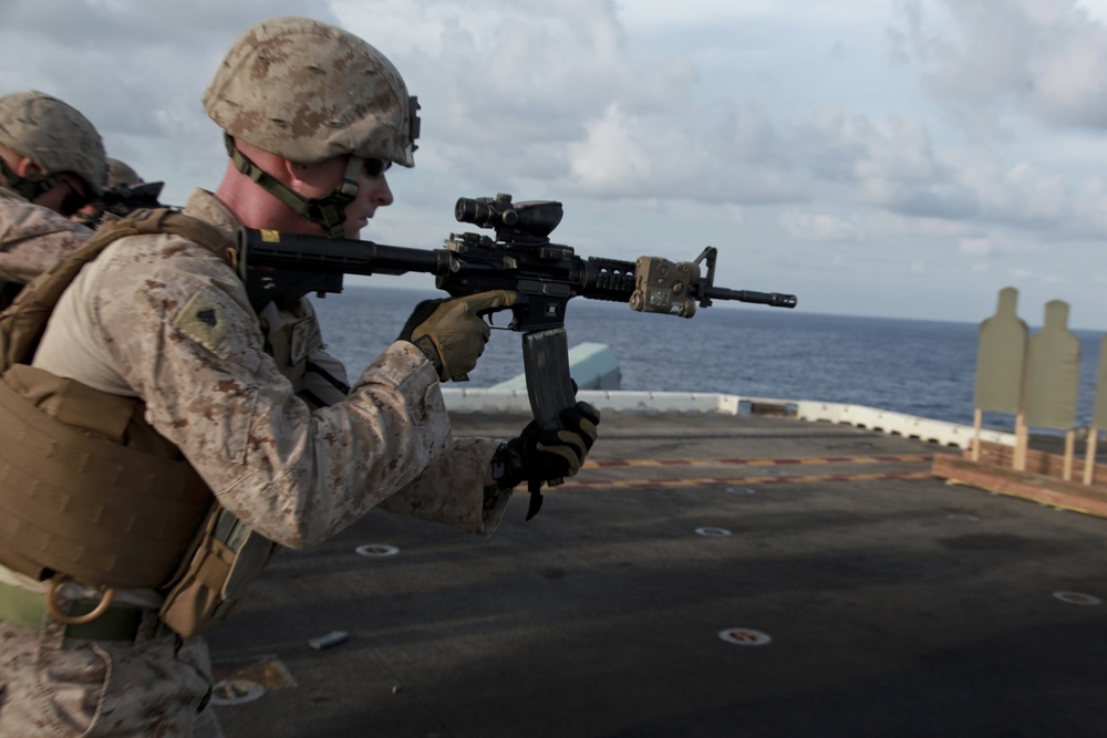 Kilo maintains rifle proficiency at sea