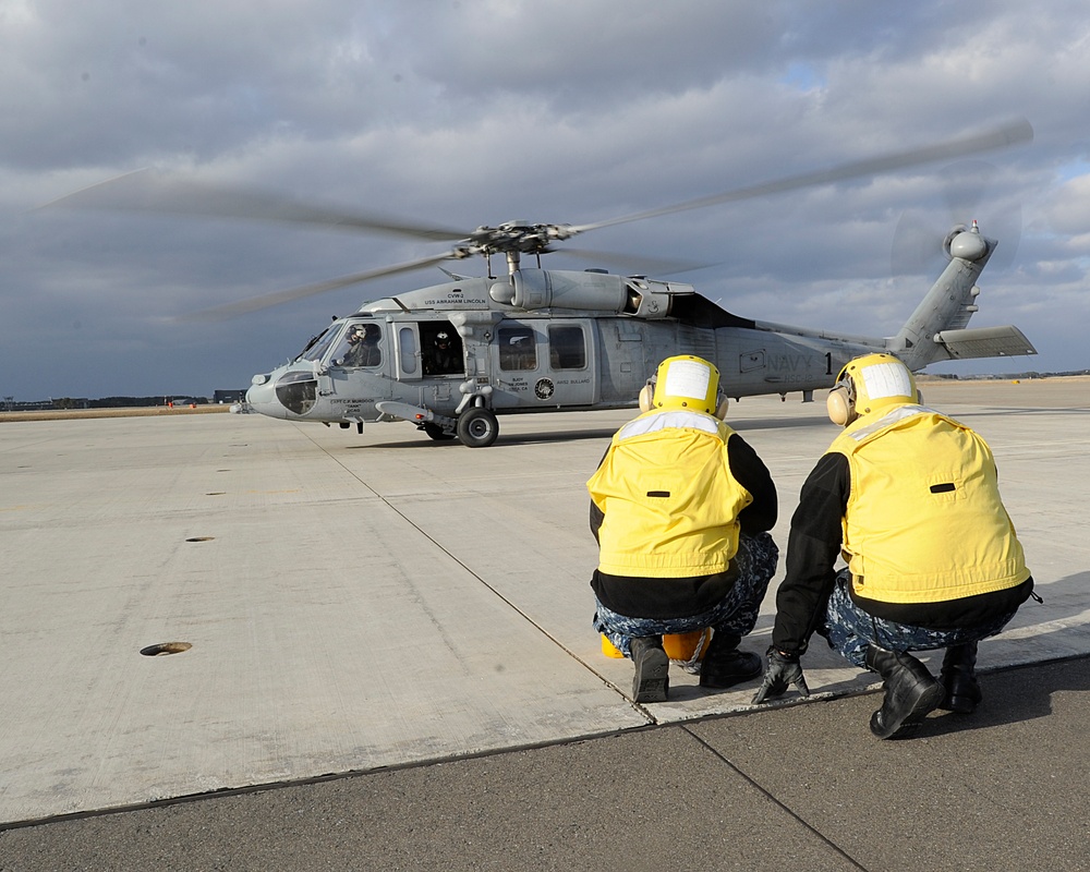 NAF Misawa sailors working on flight ramp