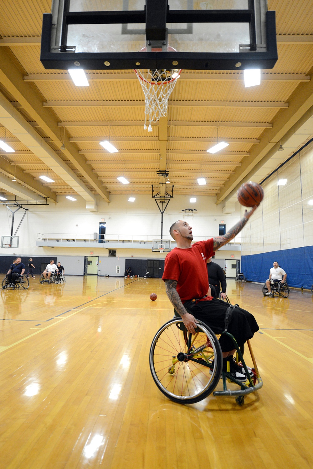 Basketball practice for the Navy's Warrior Games basketball team