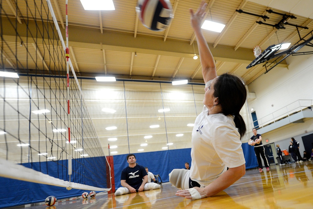 Basketball practice for the Navy's Warrior Games basketball team