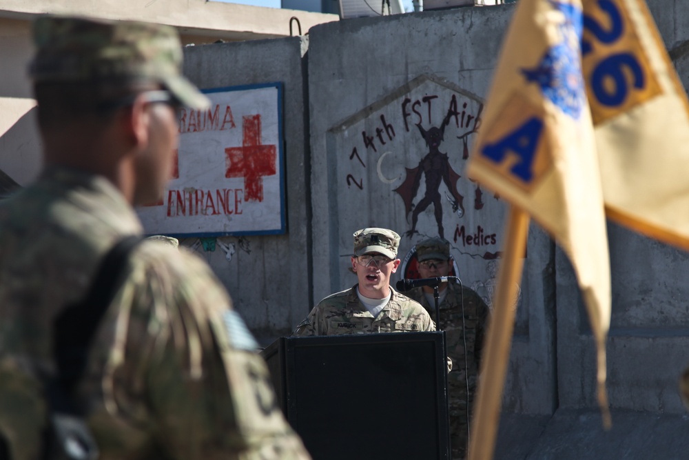 Alpha Company, 426th BSB change of command ceremony