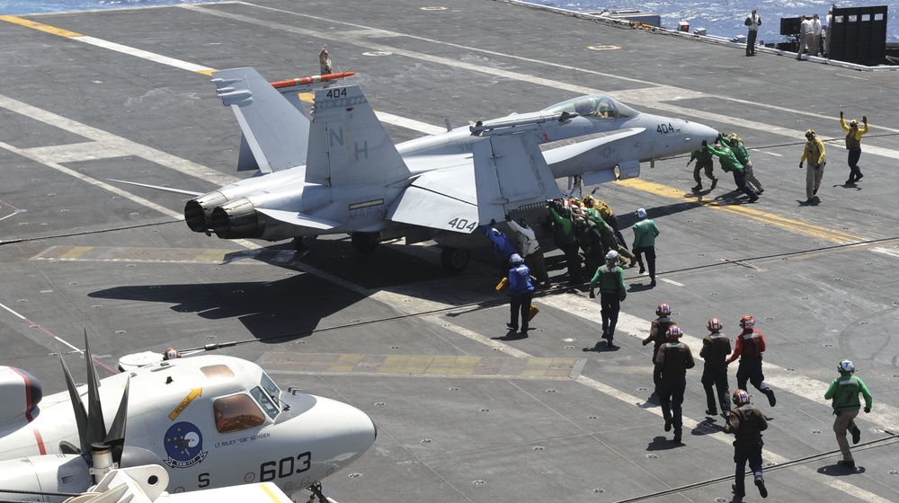 USS Nimitz flight deck activity