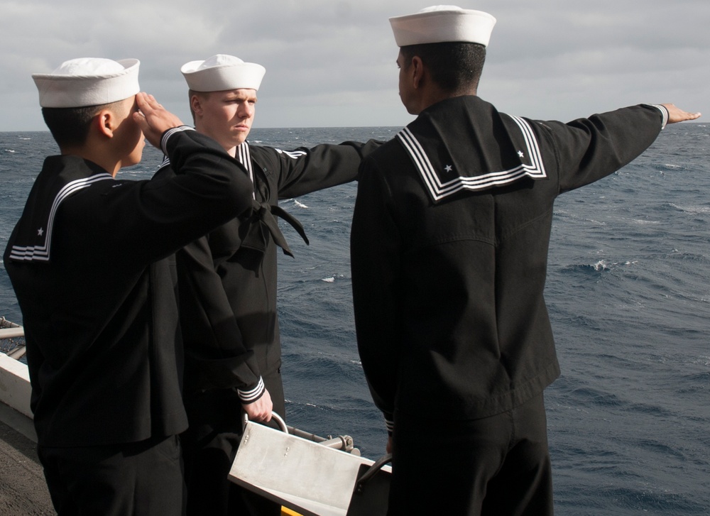 Burial at sea ceremony