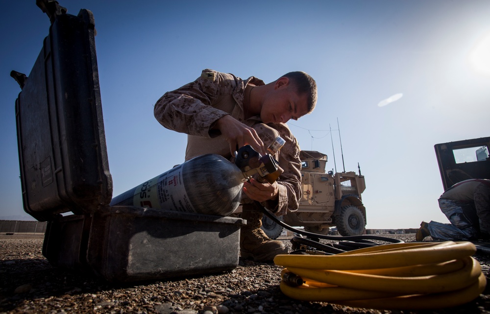 ARFF Marines conduct daily inspections