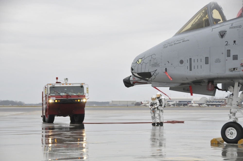 122nd Fighter Wing Fire Department aircarft egress exercise