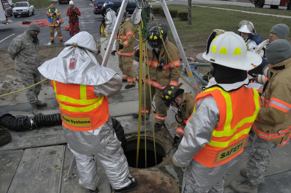 122nd Fighter Wing Fire Department confined space exercise