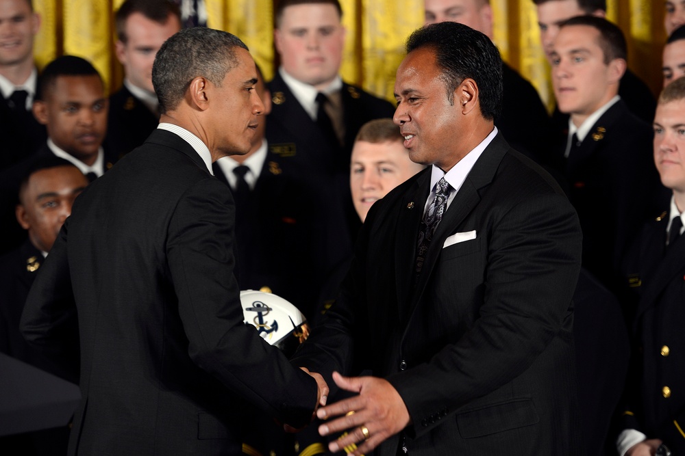 US Naval Academy football team honored at White House