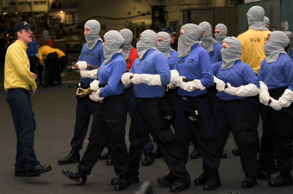 USS Nimitz practice during drill
