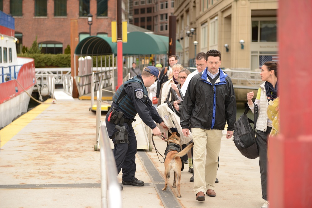 MSST New York K-9 unit inspects Boston ferries