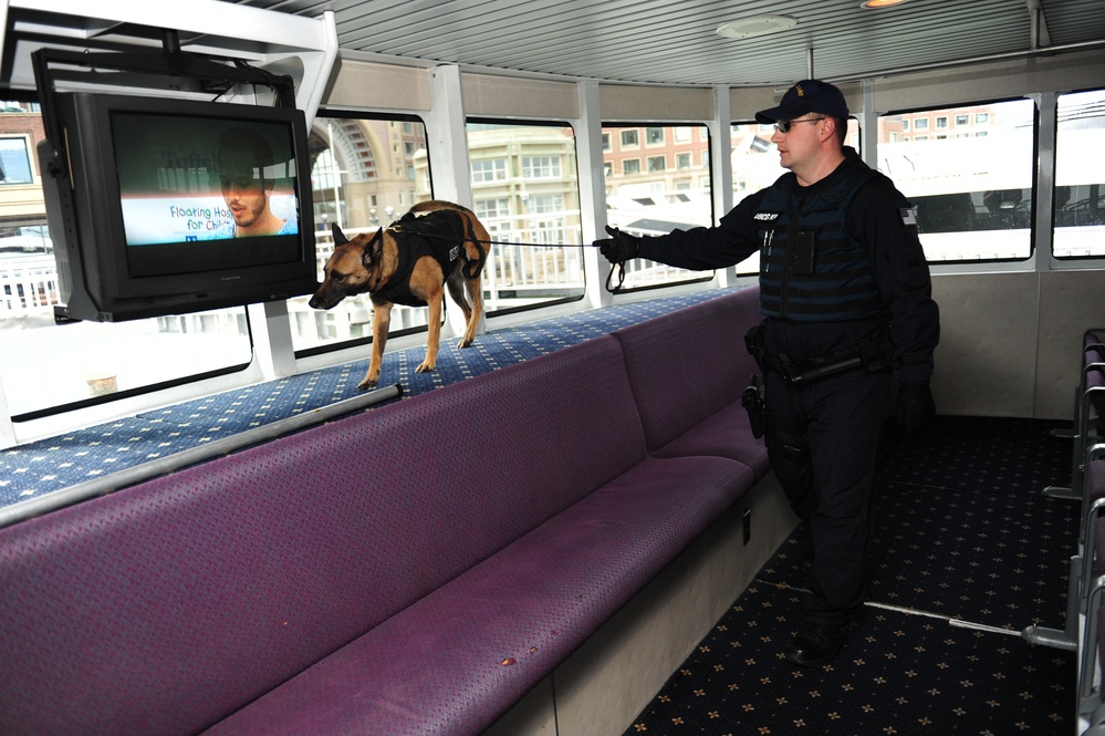 Canine unit inspects ferry following Boston Marathon explosions
