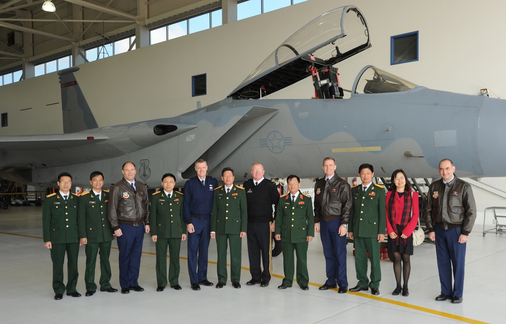 Vietnam People's Army delegation with F-15 Eagle