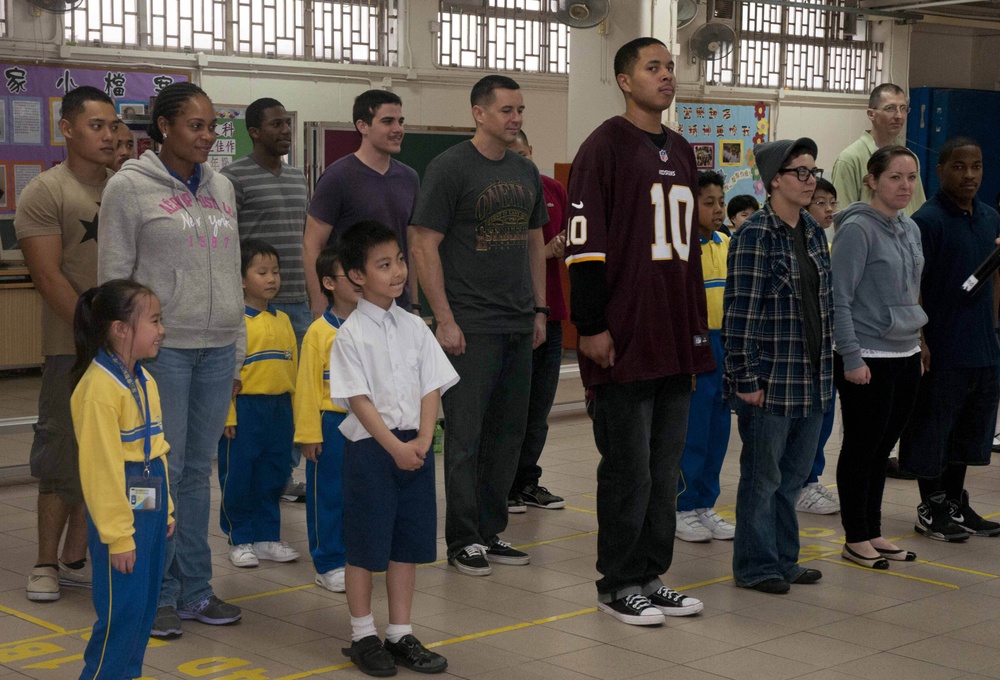 Peleliu sailors and Marines volunteer at Hong Kong school