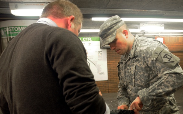 Soldiers deploy to MBTA subway stations following the Boston Marathon bombing