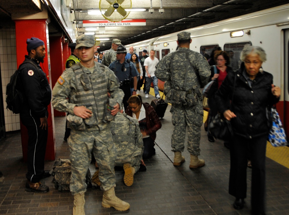 Guardsmen aid Boston commuter in need