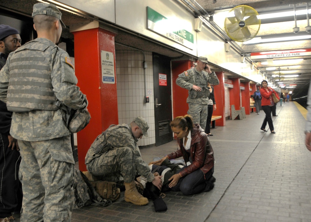 Guardsmen aid Boston commuter in need
