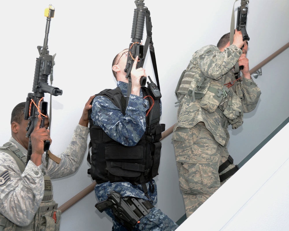 Misawa sailors and airmen exercise to neutralize a symmetrical threat