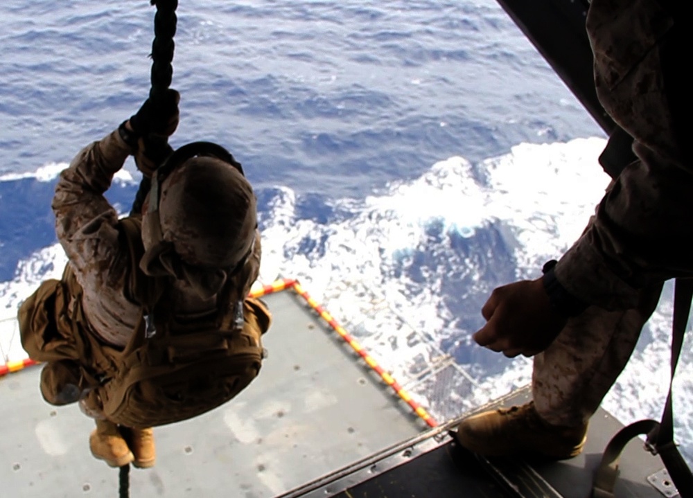 26th Marine Expeditionary Unit Maritime Raid Force Fast Rope Drills