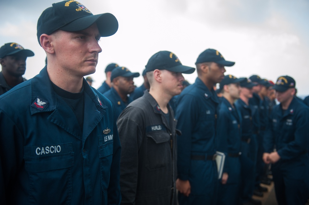 Awards ceremony aboard USS Mobile Bay