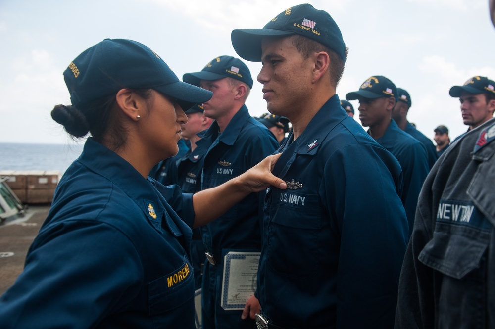 Awards ceremony aboard USS Mobile Bay