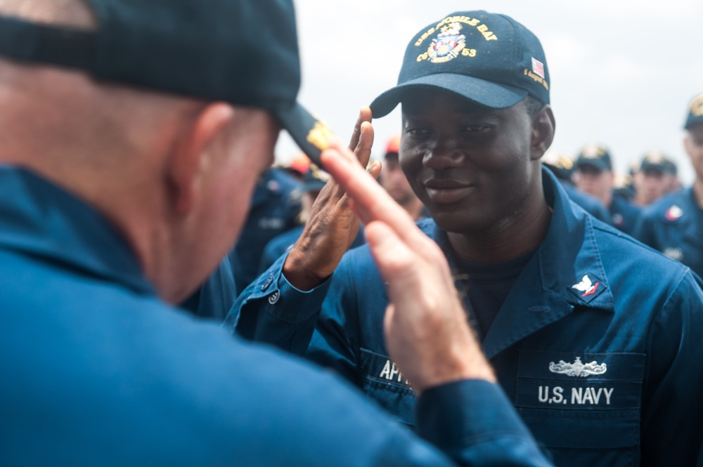 Awards ceremony aboard USS Mobile Bay